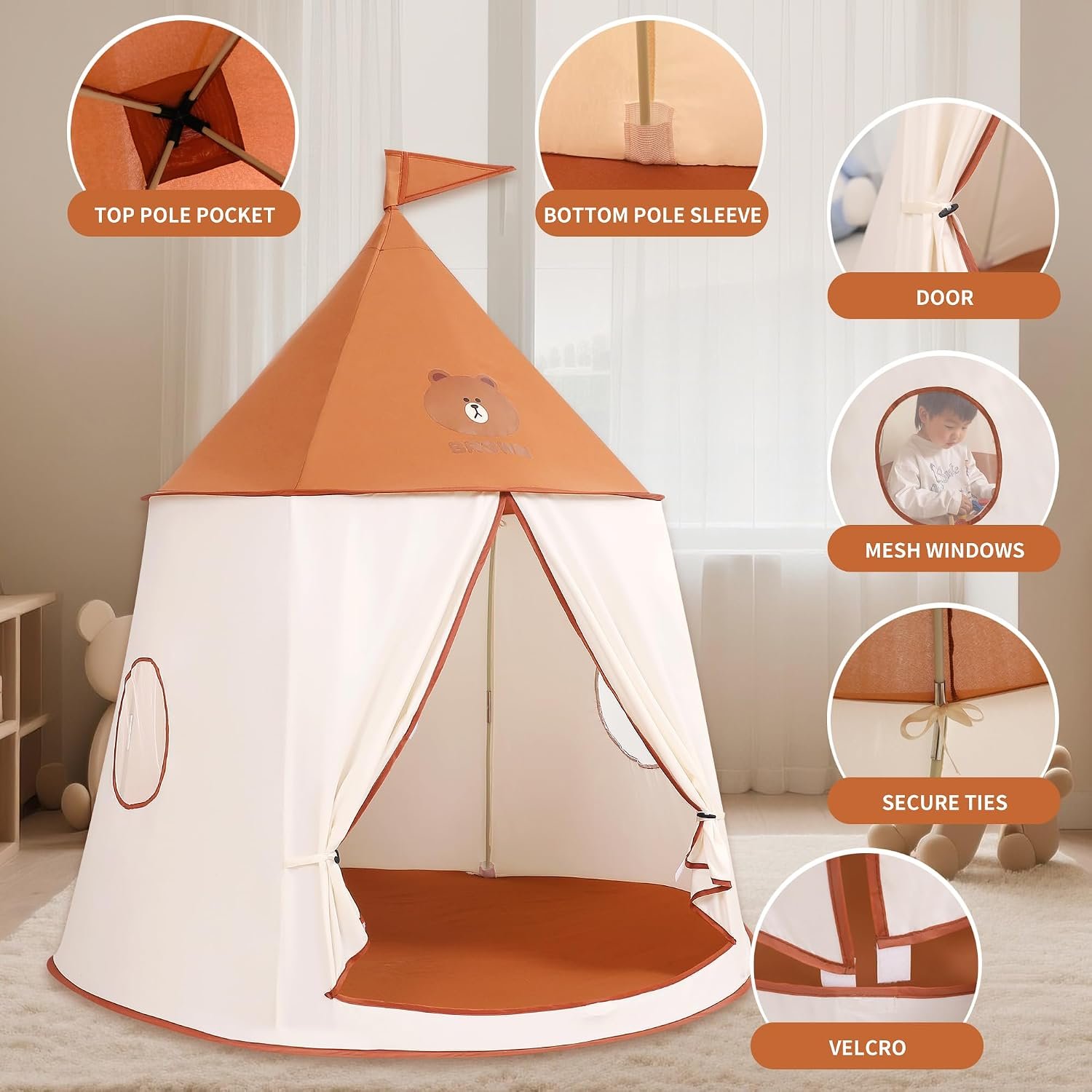Bear Teepee Play Tent