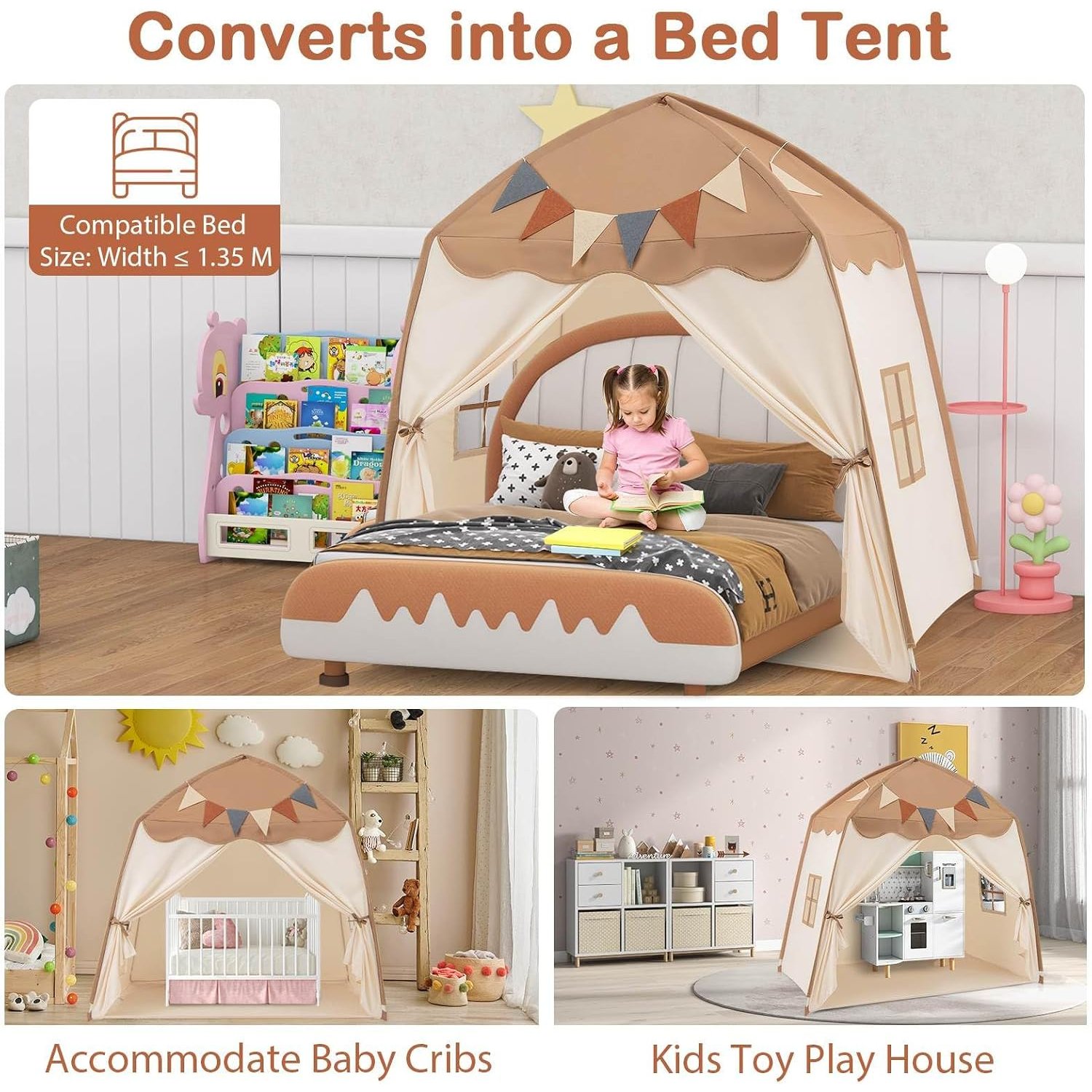 Dome Play Tent with Fairy Lights and Pennant Flags