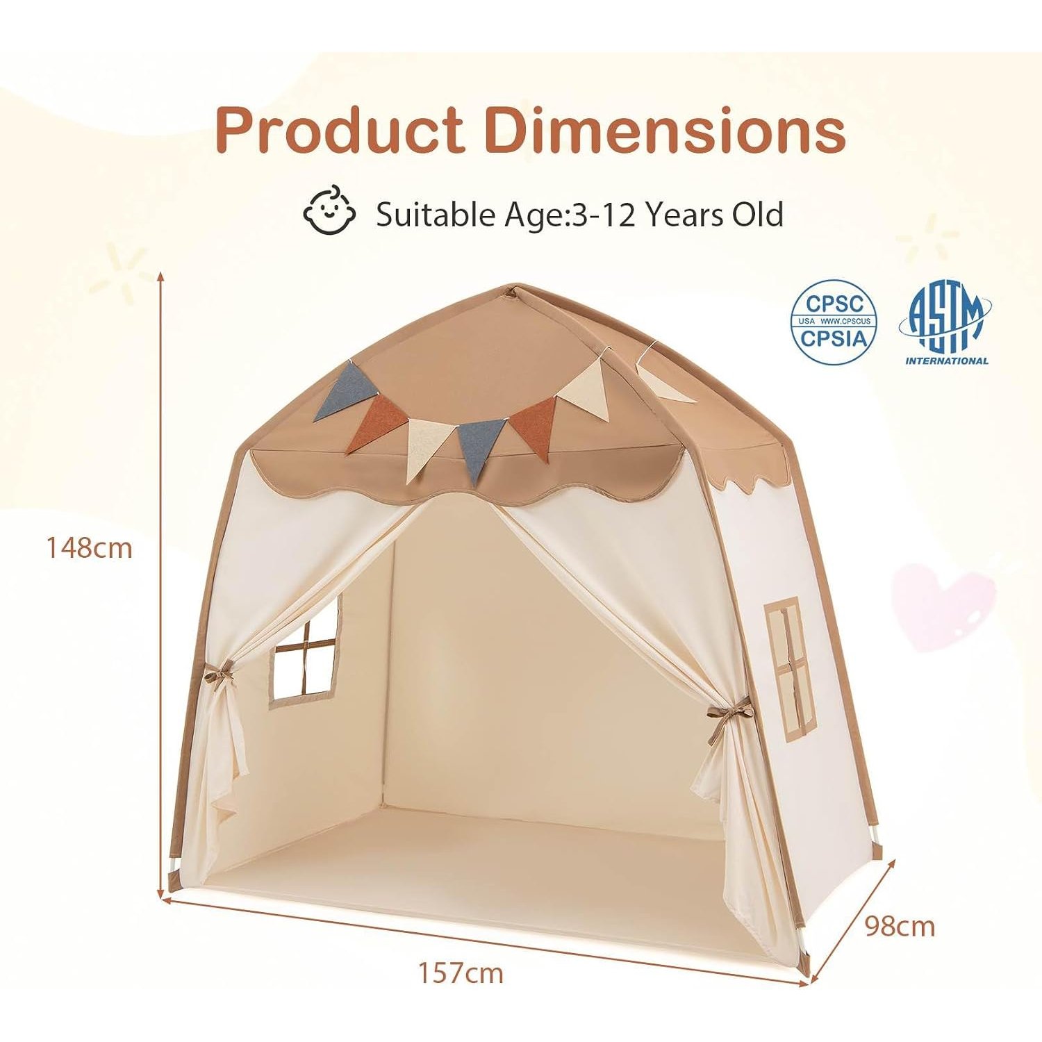 Dome Play Tent with Fairy Lights and Pennant Flags