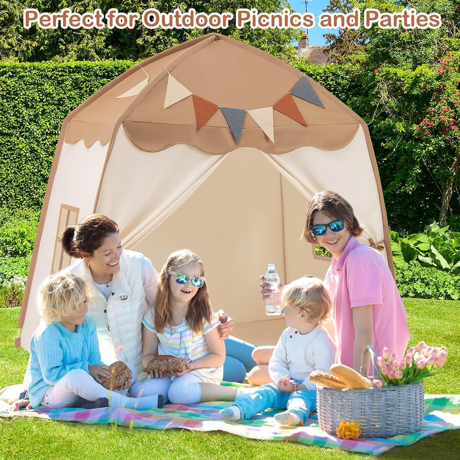 Dome Play Tent with Fairy Lights and Pennant Flags: image 9