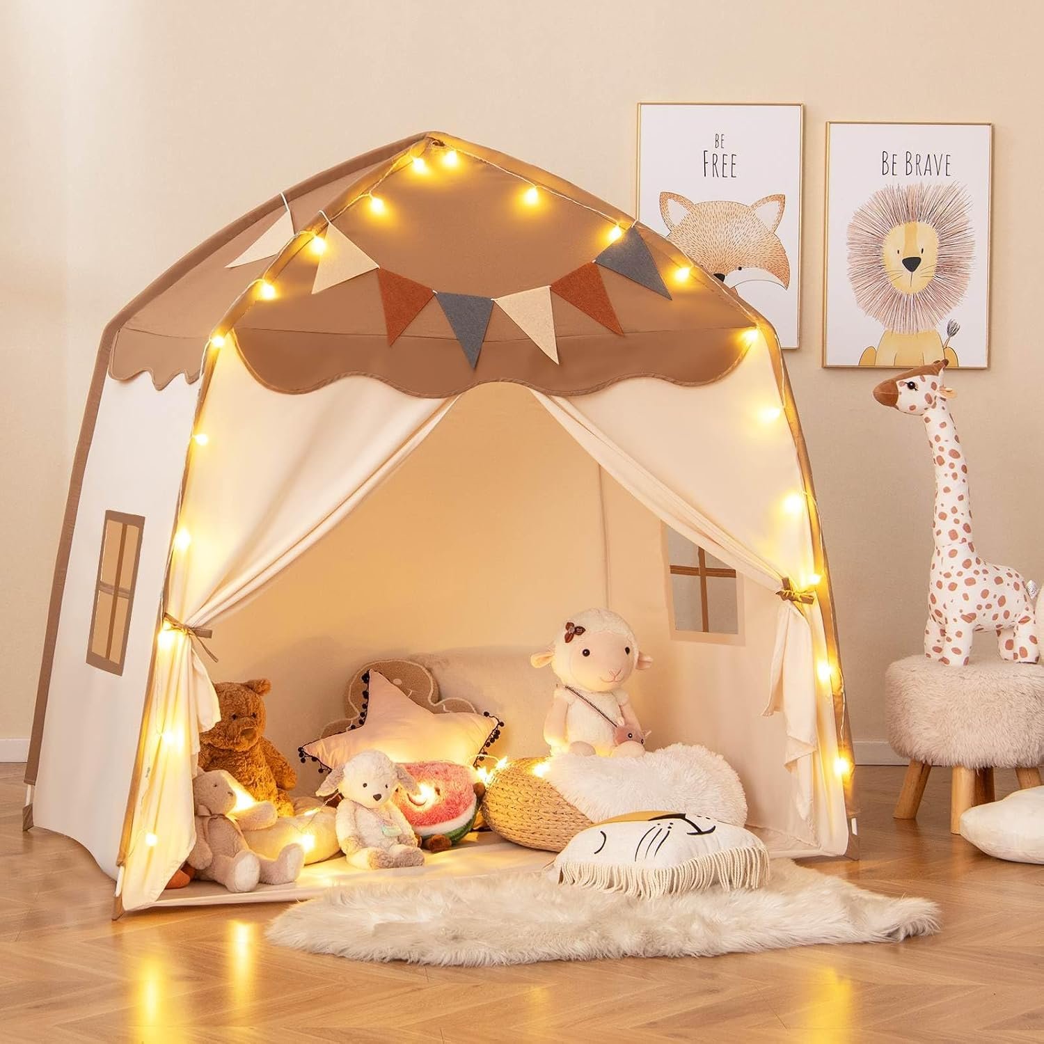 Dome Play Tent with Fairy Lights and Pennant Flags: image 1
