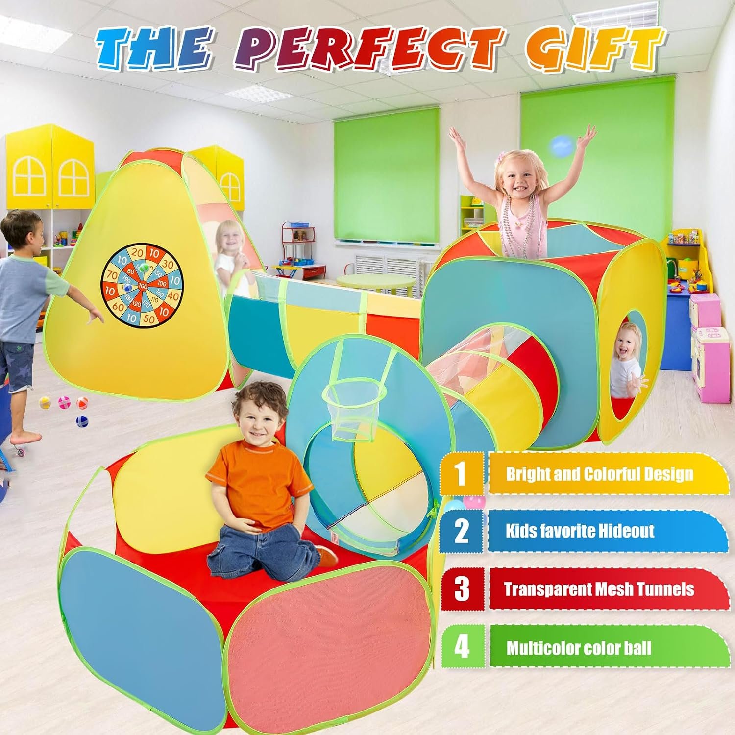 Five Piece Play Tunnel Set with Ball Pit and Pop Up Tents