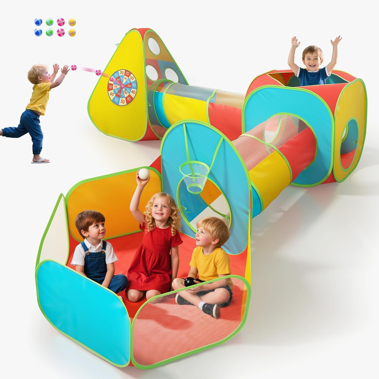 Five Piece Play Tunnel Set with Ball Pit and Pop Up Tents: image 1