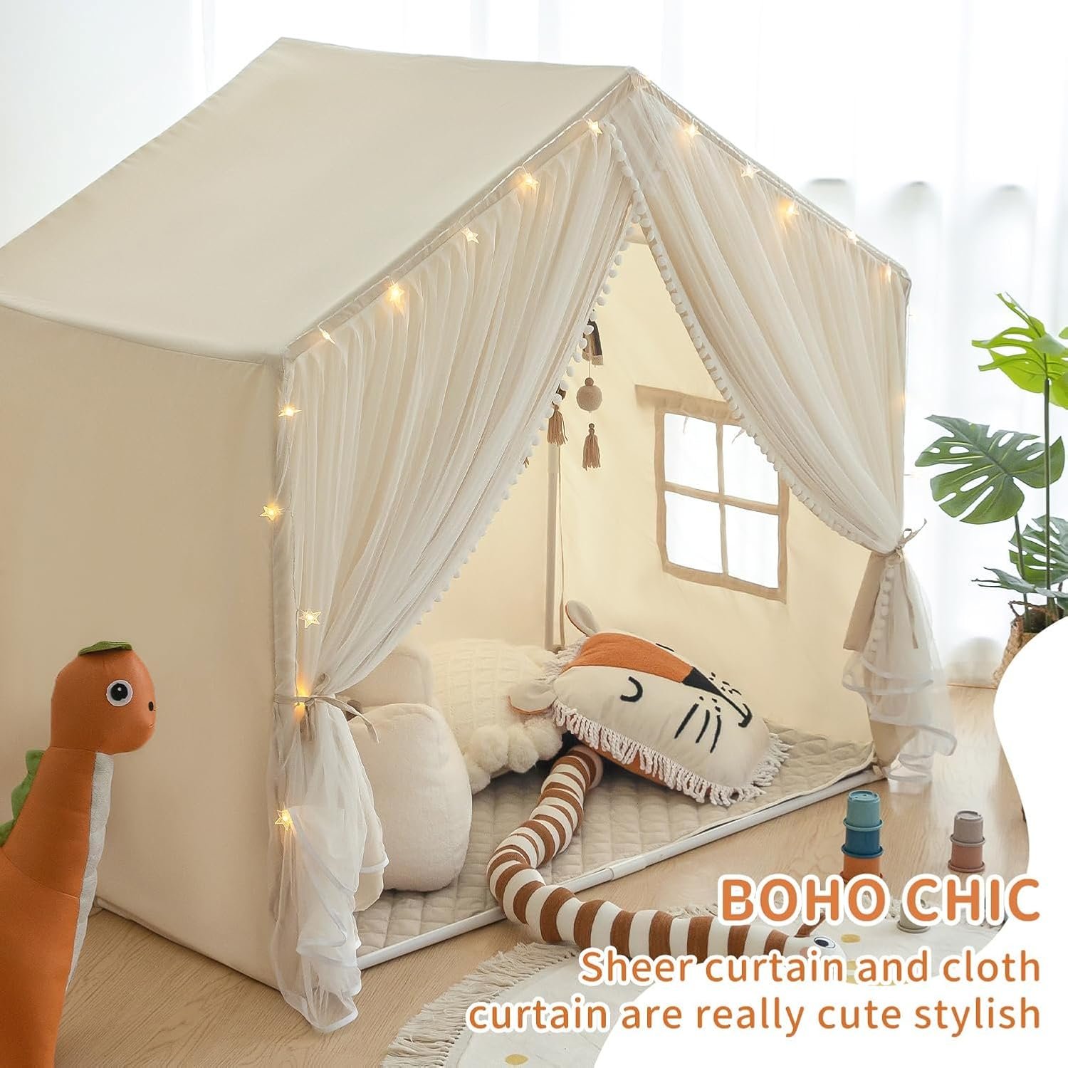 Large Play Tent with Washable Mat and Star Lights: image 3
