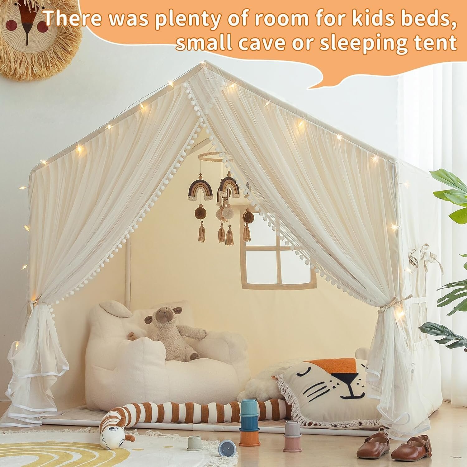 Large Play Tent with Washable Mat and Star Lights: image 7