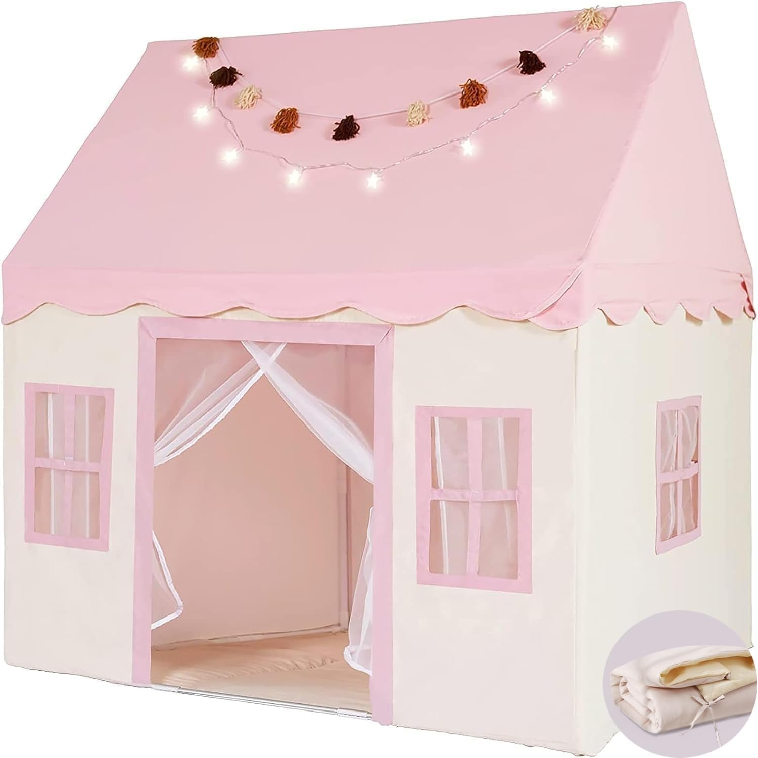 Pink Castle Playhouse Tent with Padded Mat: image 1