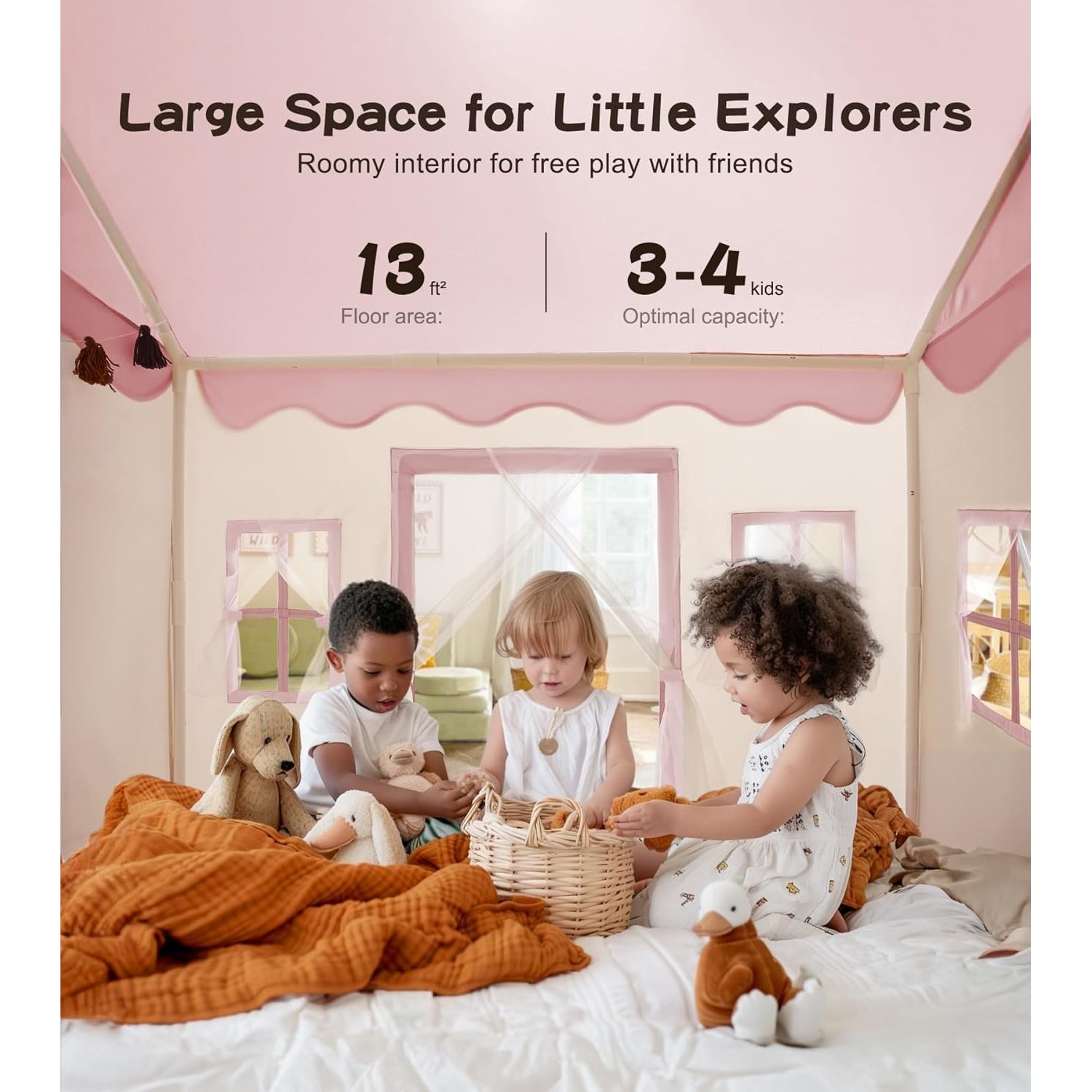Pink Castle Playhouse Tent with Padded Mat