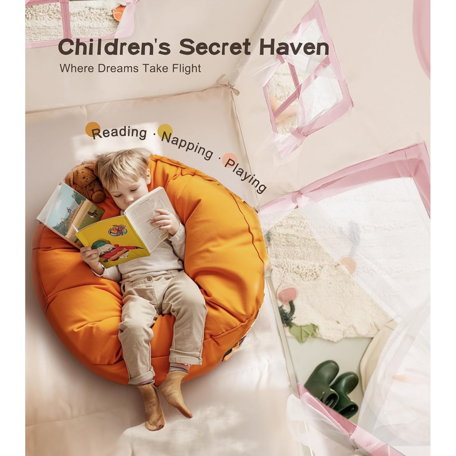 Pink Castle Playhouse Tent with Padded Mat