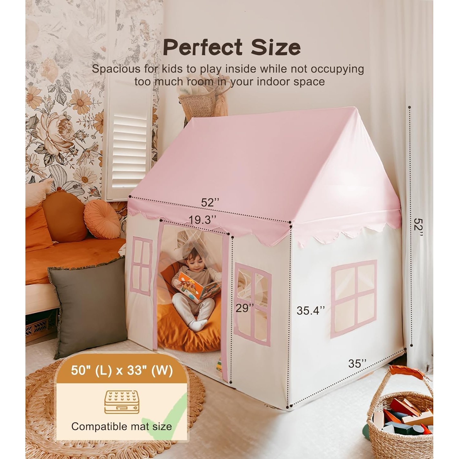 Pink Castle Playhouse Tent with Padded Mat: image 7