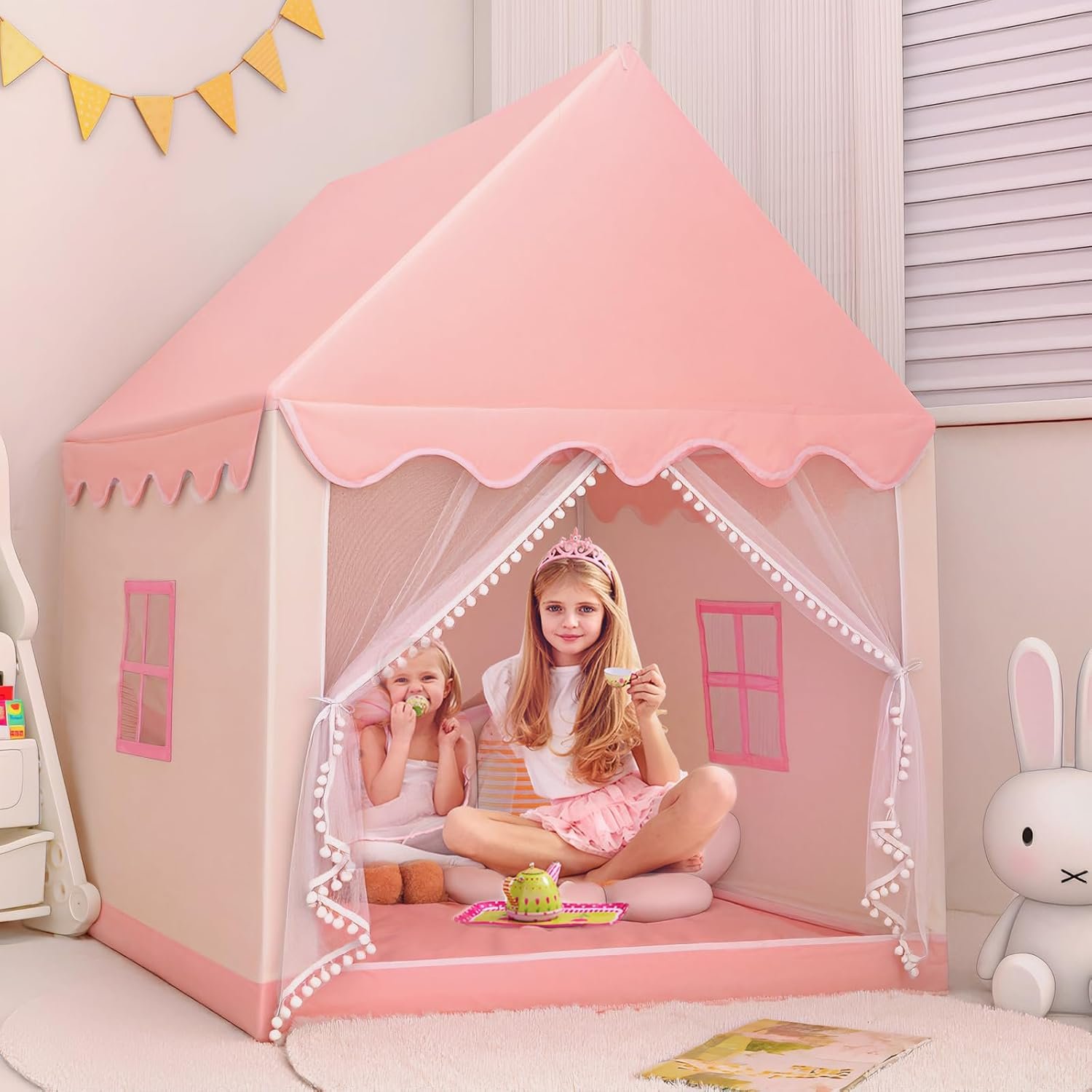 Pink Princess Playhouse Tent with Star Lights: image 1