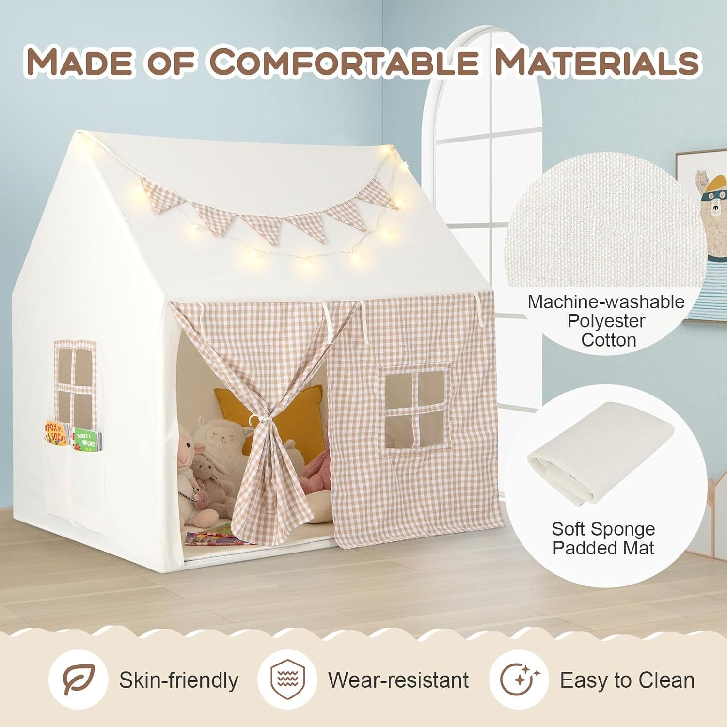 Plaid Playhouse Tent with Padded Mat: image 3