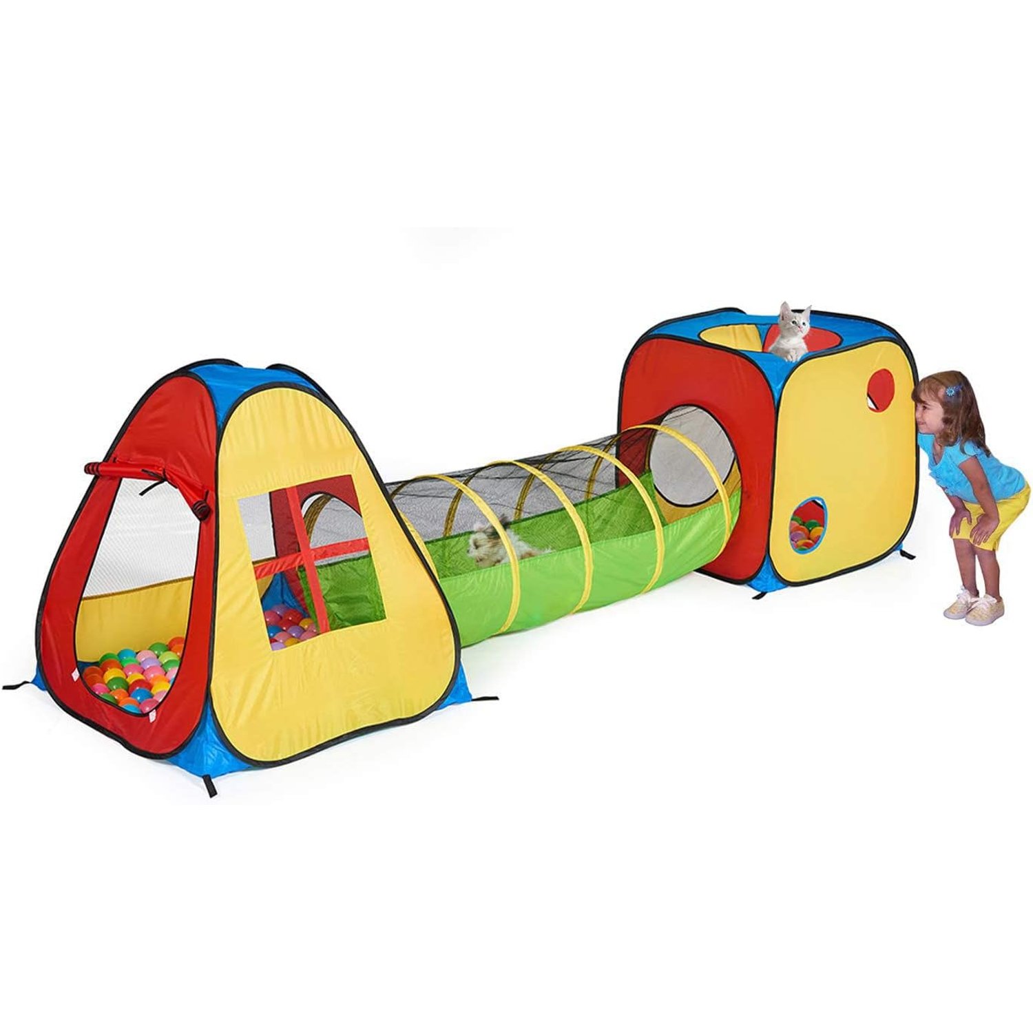 3-in-1 Play Tent with Tunnel and Ball Pit Set: image 1