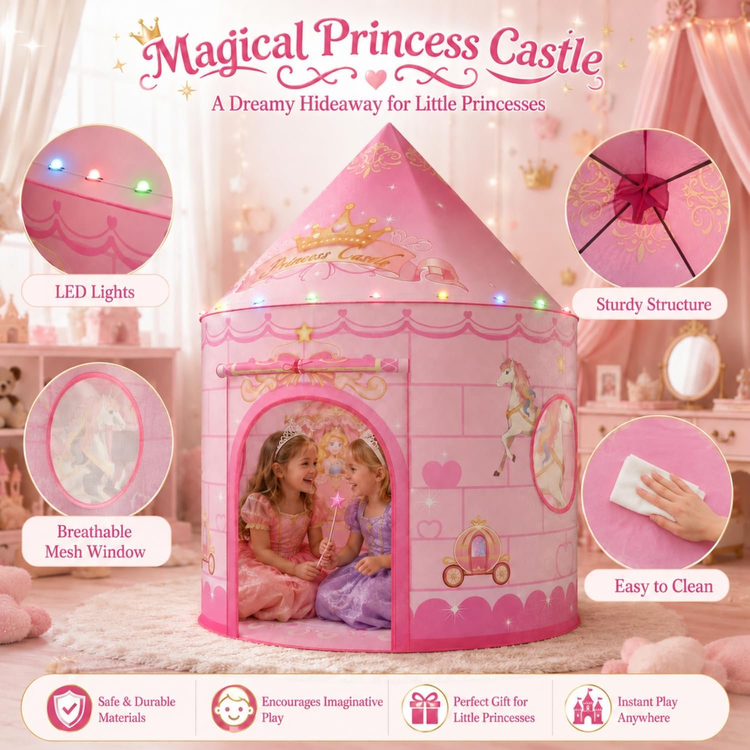 Princess Pop Up Tent With Lights: image 3