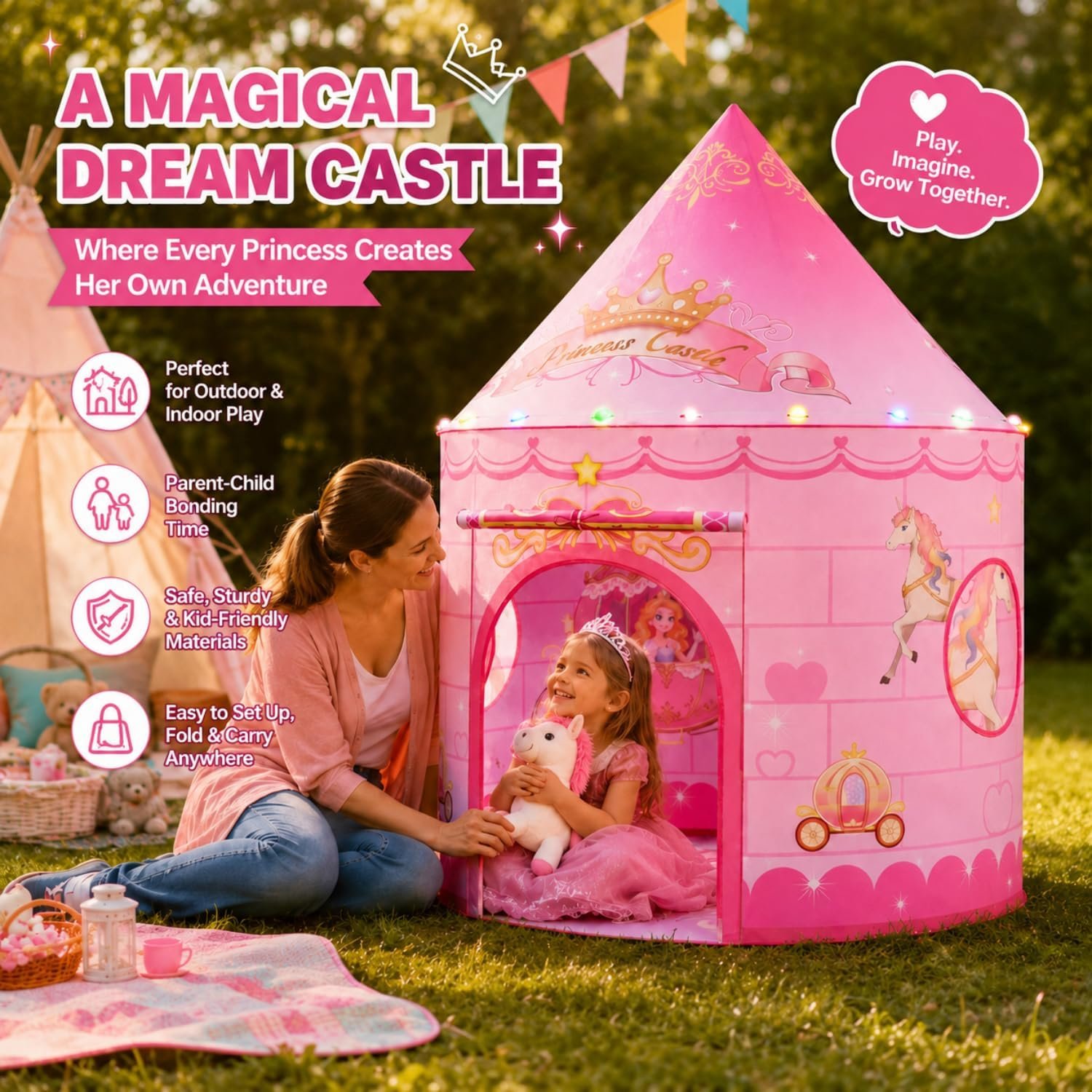 Princess Pop Up Tent With Lights: image 4