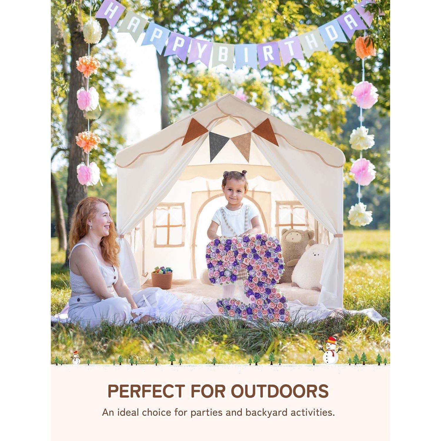 Two Door Play Tent with Bunting and Padded Mat: image 8